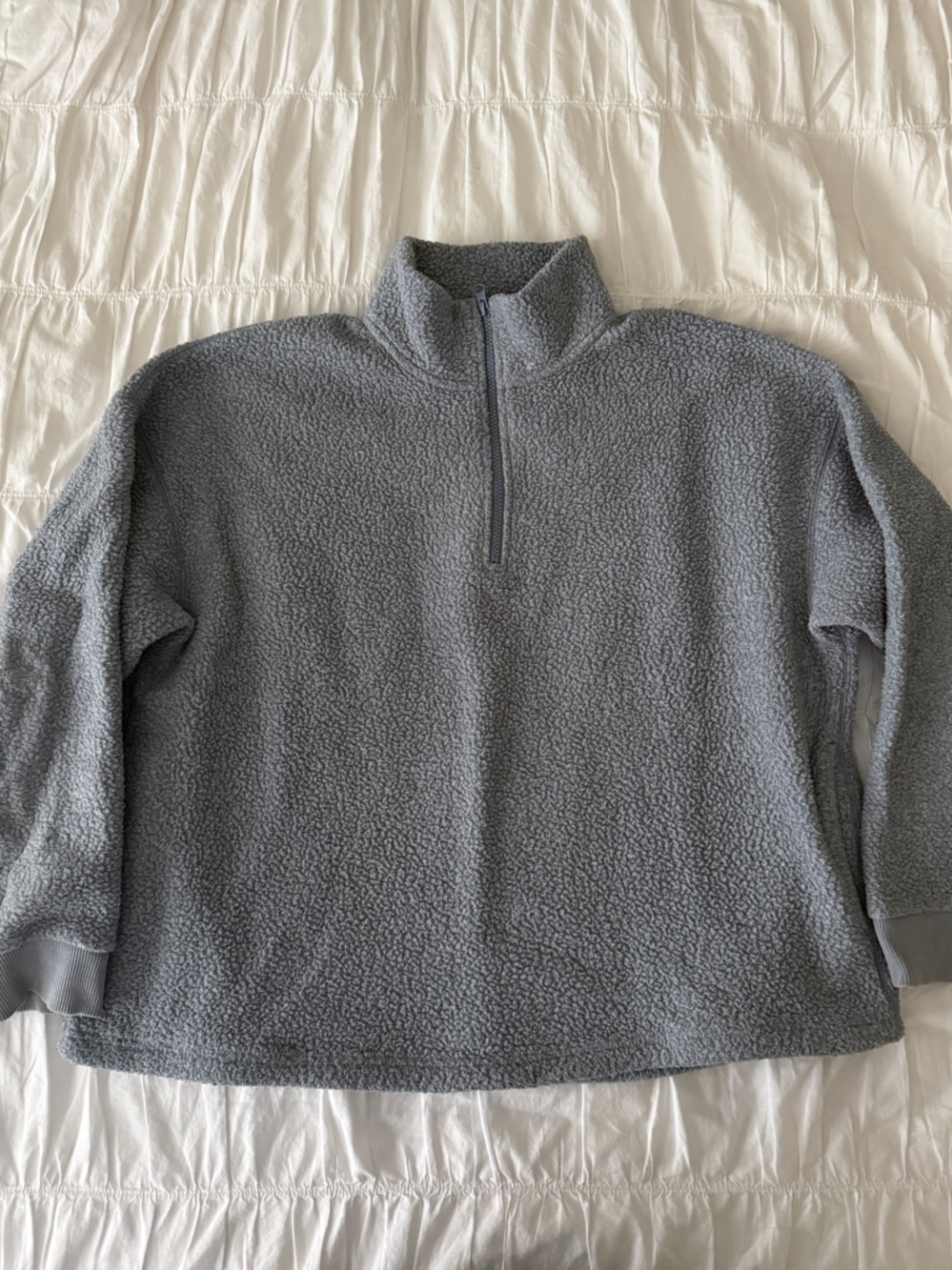 Everlane Steel Blue Sherpa Zip Pullover